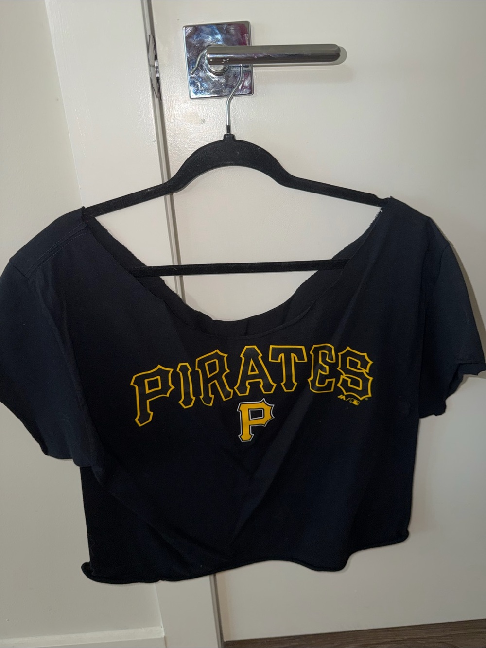 Pirates Black Cropped Tee with Yellow Logo